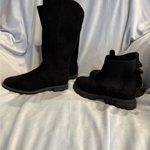 Girls Black Suede Boots Lot